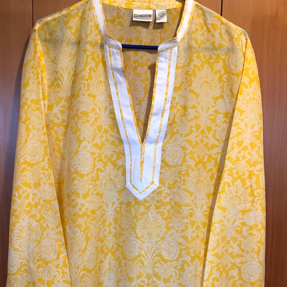 Chico's 2 - Silk & Cotton tunic - yellow - Medium